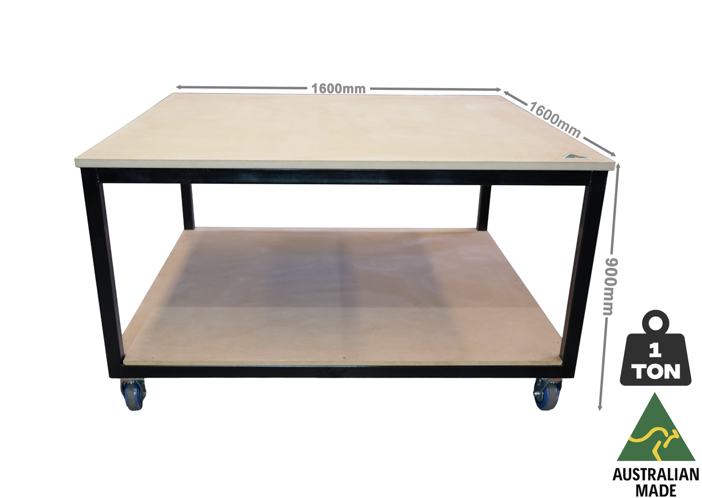 Heavy Duty Mobile Workbench 1600mmL X 1600mmW X 900mmH