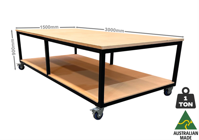 Heavy Duty Mobile Workbench 3000mmL X 1500mmW X 900mmH